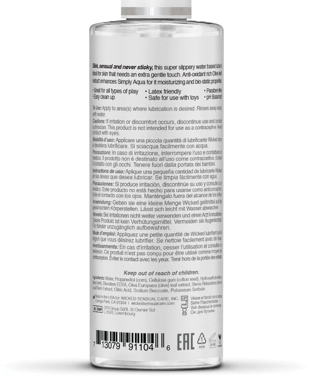 Wicked Sensual Care Simply Aqua Waterbased Lubricant Wicked Sensual Care