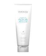 Wicked Sensual Care Simply Aqua Jelle personal lubricant tube on a white background