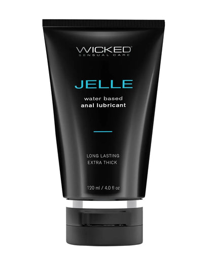 Black tube of Wicked Sensual Care Jelle water-based anal lubricant on a white background