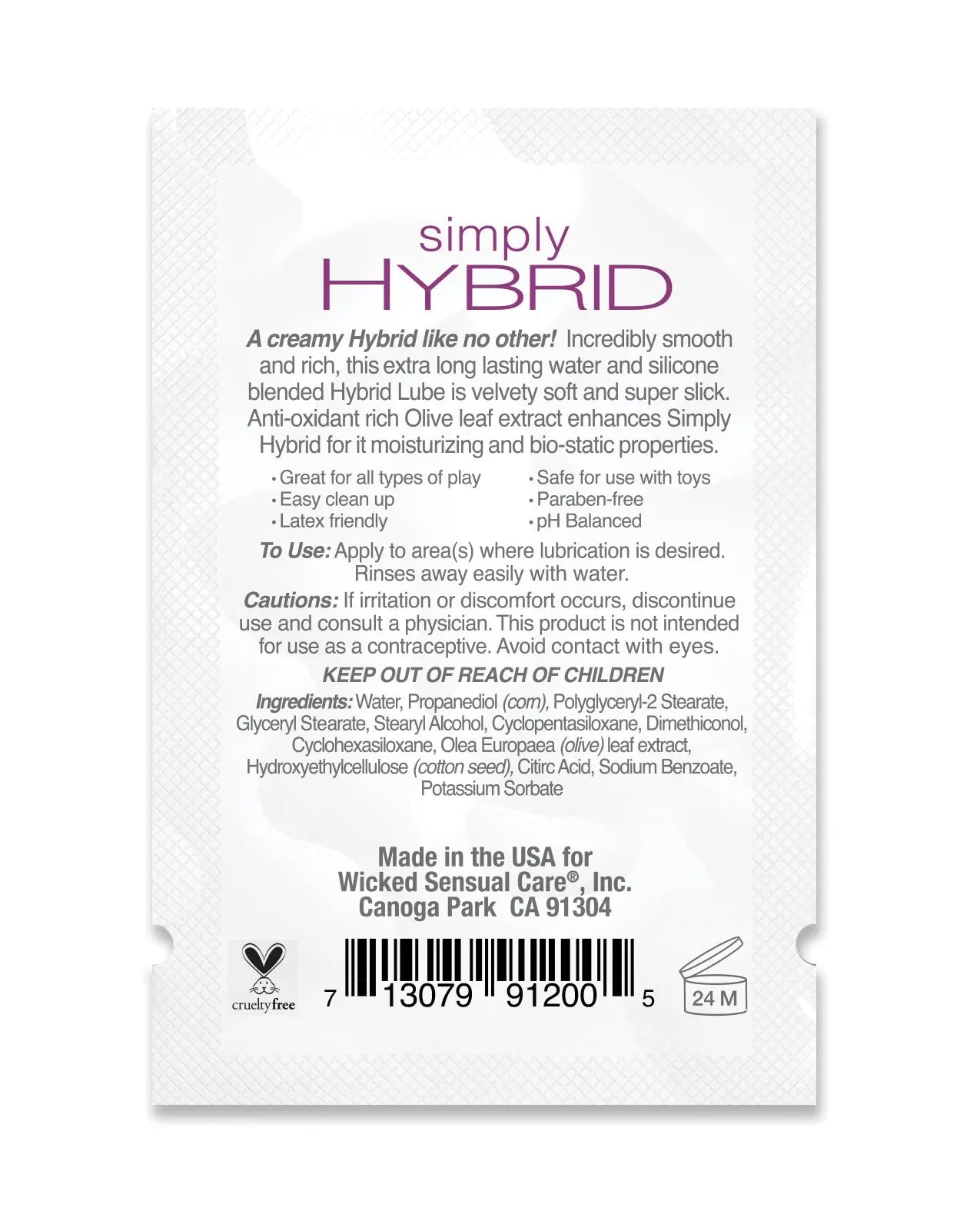 Wicked Sensual Care Simply Hybrid Lubricant Wicked Sensual Care