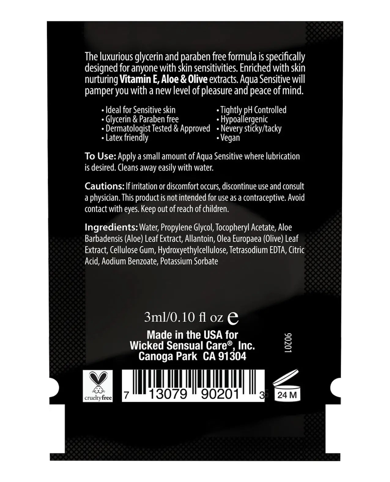 Wicked Sensual Care Hypoallergenic Aqua Sensitive Water Based Lubricant Wicked Sensual Care
