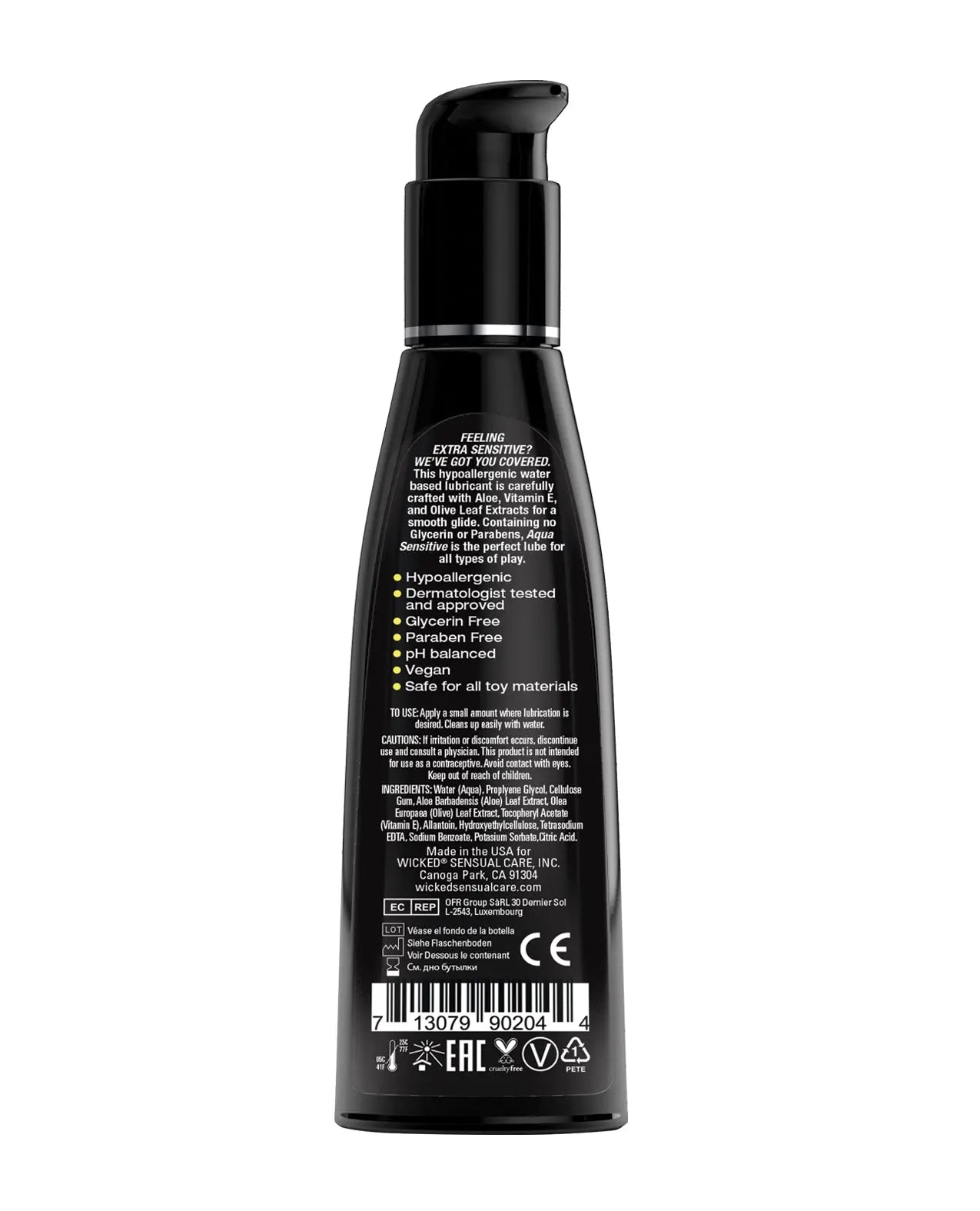 Wicked Sensual Care Hypoallergenic Aqua Sensitive Water-based Lubricant Wicked Sensual Care