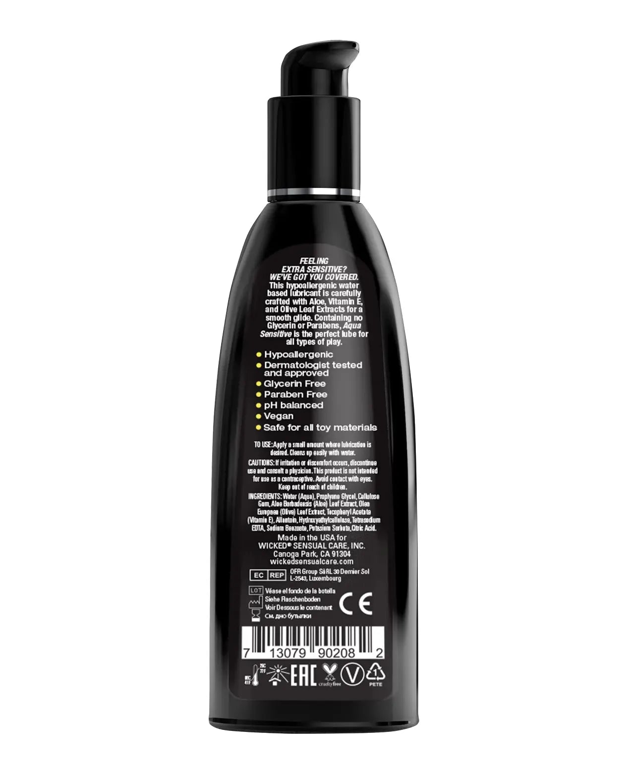 Wicked Sensual Care Hypoallergenic Aqua Sensitive Water Based Lubricant Wicked Sensual Care