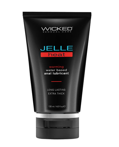 Black tube of Wicked Sensual Care Jelle Heat warming water-based anal lubricant on a white background