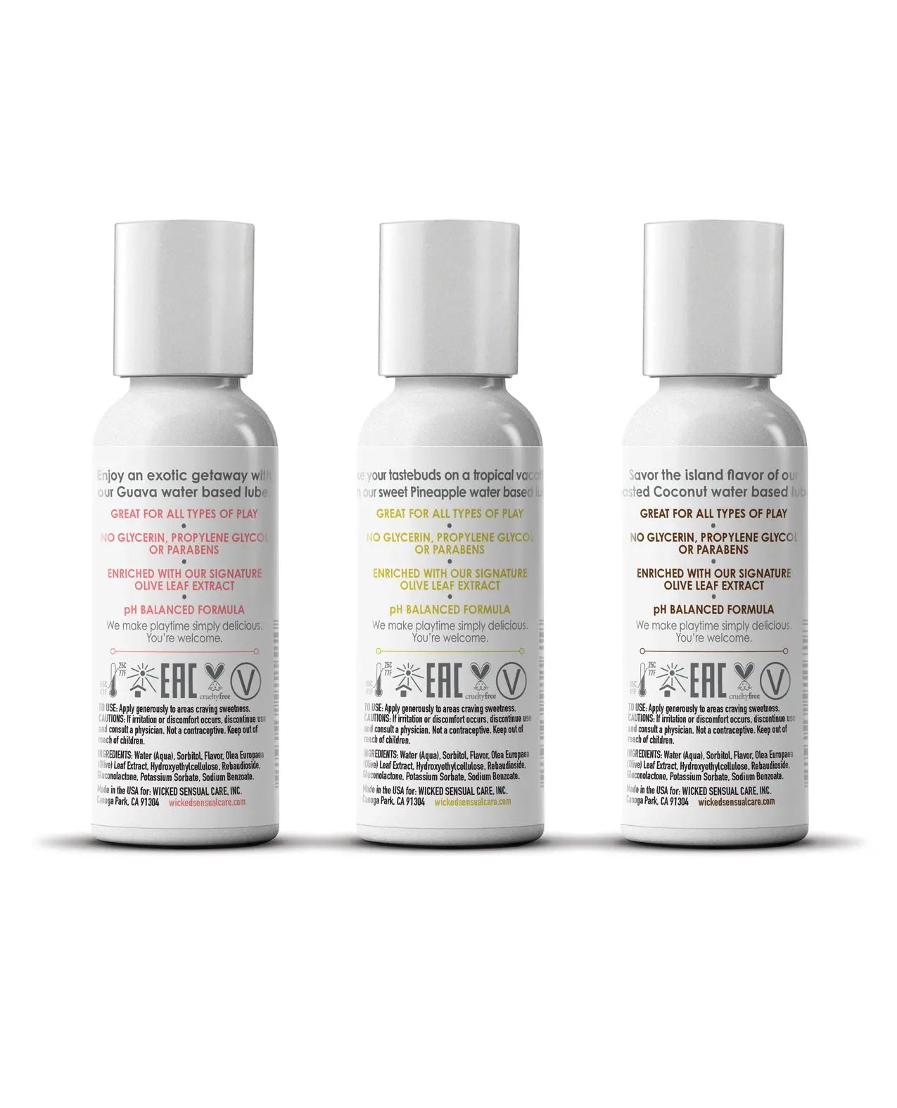 Wicked Sensual Care Tropical Trio Travel Size Flavored Lubes Wicked Sensual Care