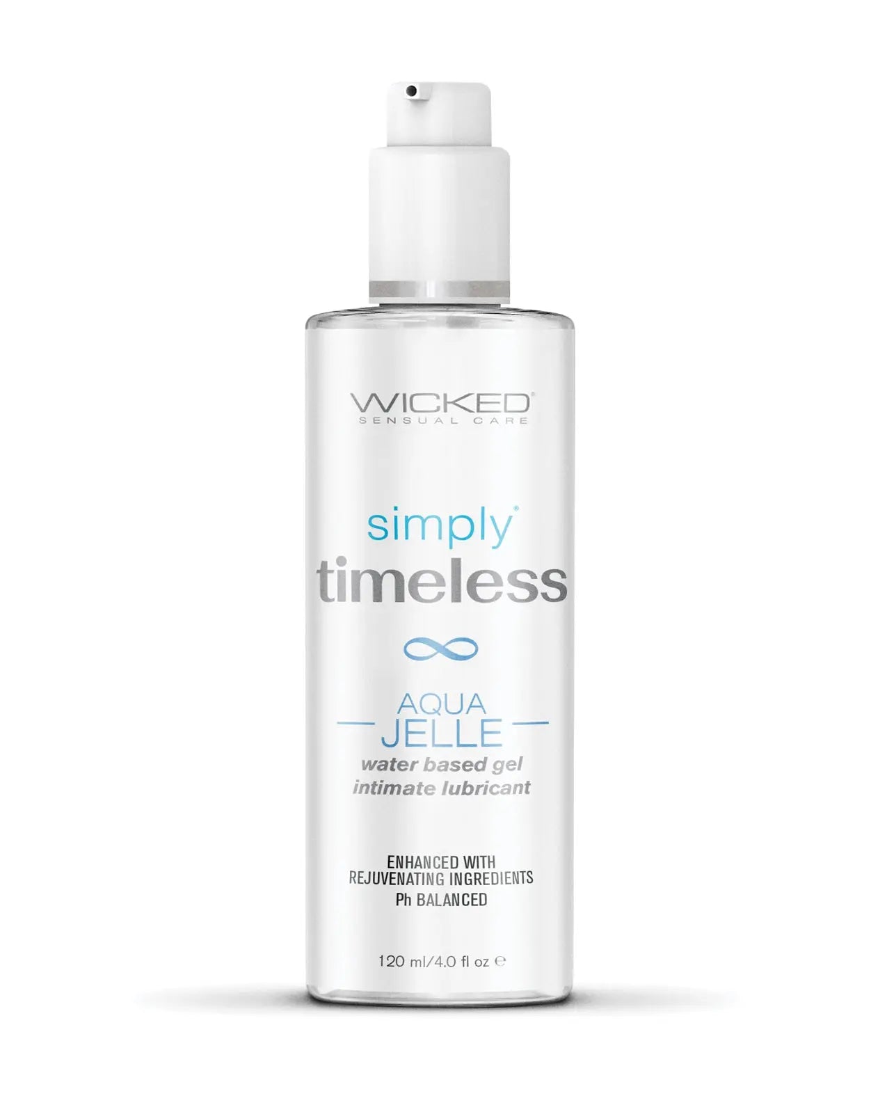 Bottle of Wicked Sensual Care Aqua Jelle personal lubricant on a white background