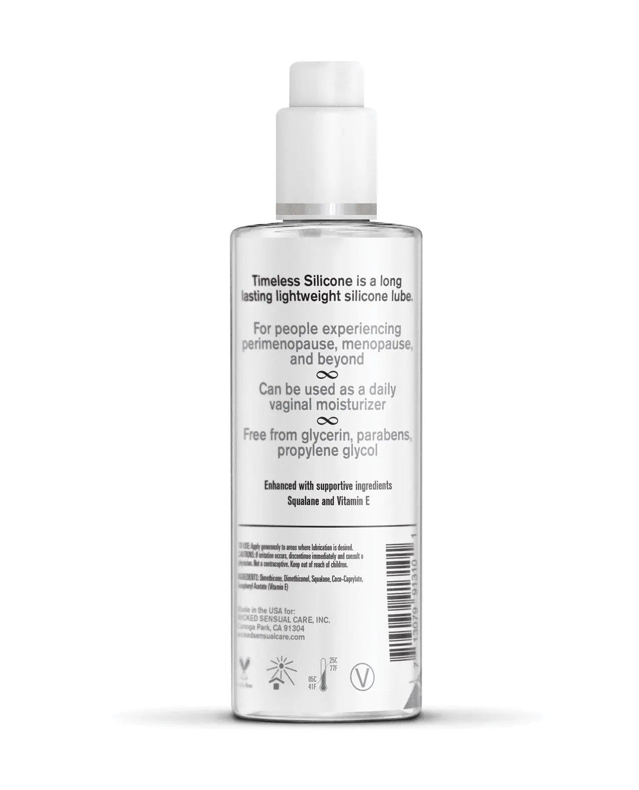 Silicone lubricant bottle with label on a white background