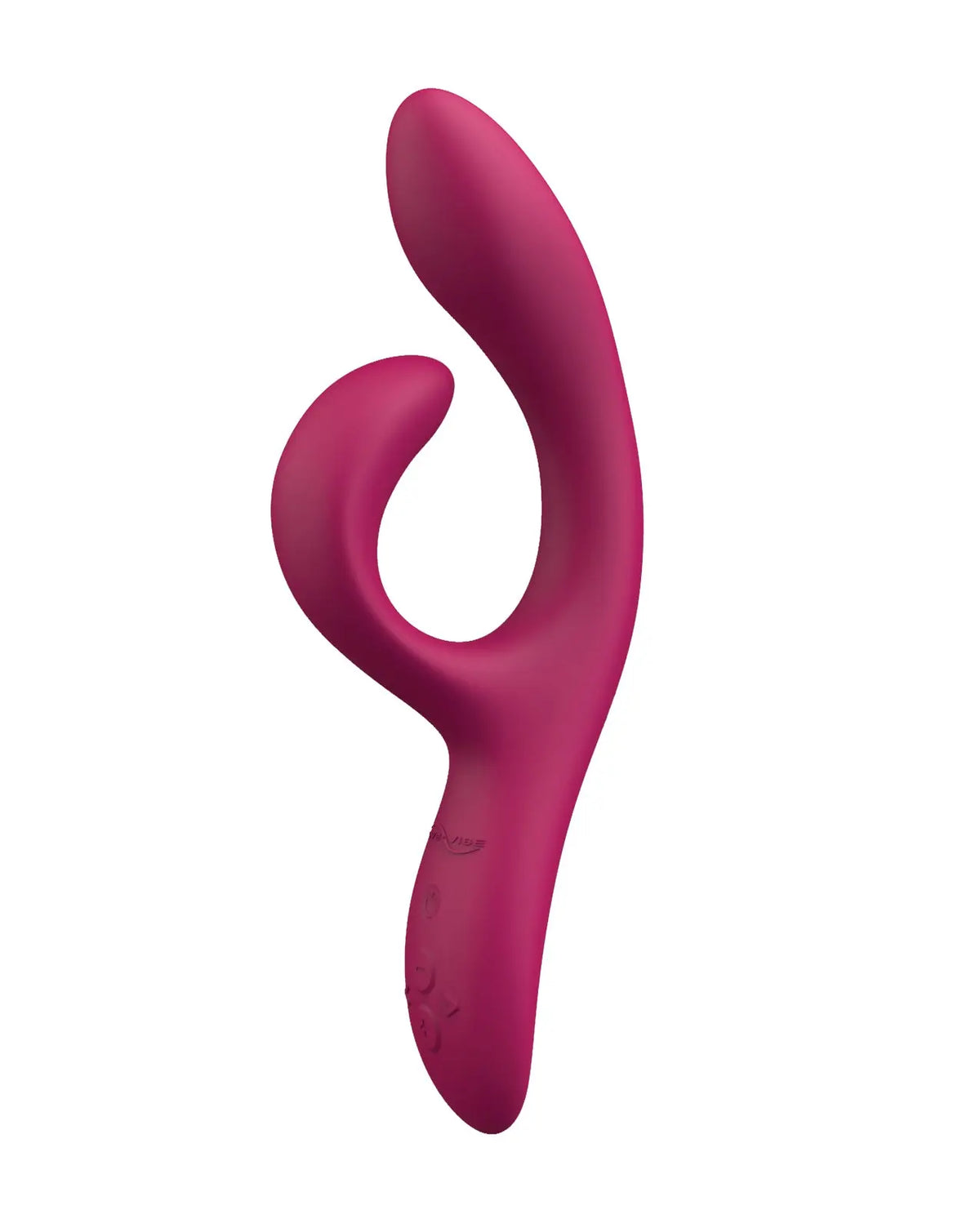 We-Vibe Nova 2 Flexible Rabbit Vibrator in Fuchsia, front view showing the flexible external arm and control buttons