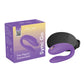 Purple We-Vibe Sync Go vibrator product with packaging on a white background