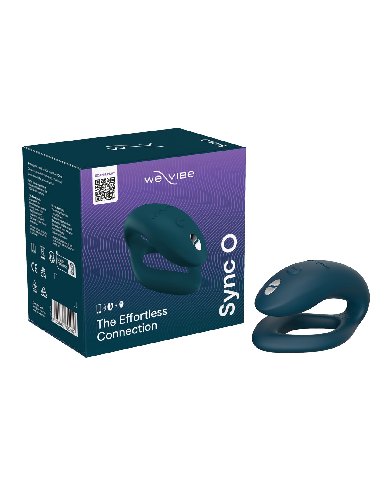 WeVibe Sync O vibrating product with packaging on a white background
