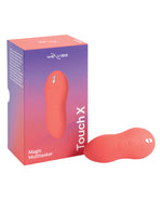 Red We-Vibe Touch X Vibrator and Massager device with packaging on a white background