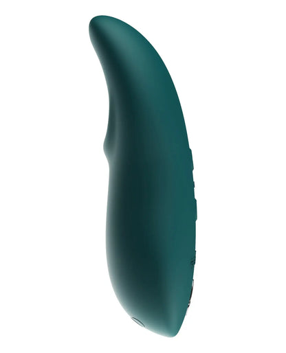 We-Vibe Touch X in Green Velvet, side profile showing the curved tapered stimulation tip