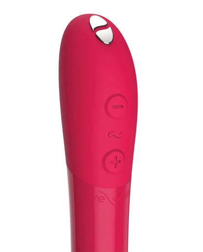 We-Vibe Tango X Bullet Vibrator in Cherry Red, close-up of the intensity and mode control buttons