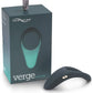 We-Vibe Verge Slate vibrating cock ring shown beside its retail packaging box