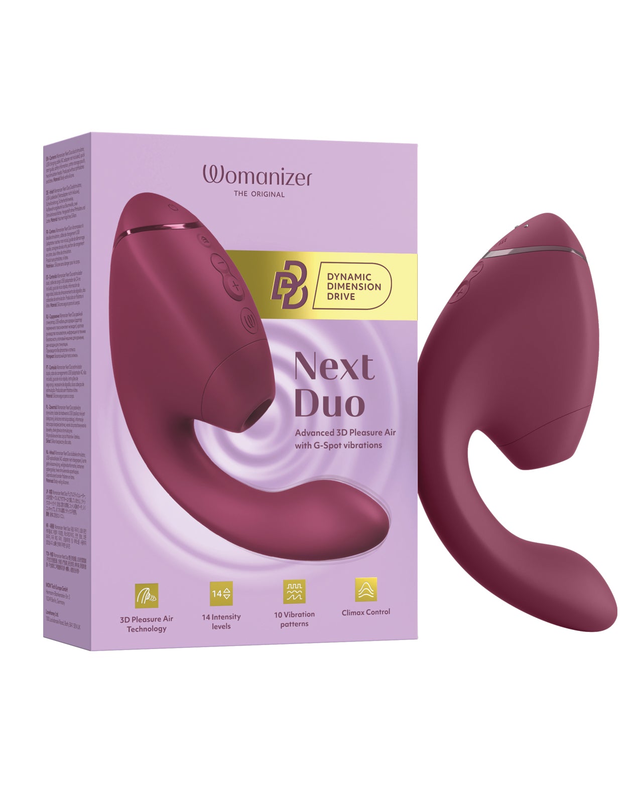 Womanizer Next Duo product with packaging on a white background