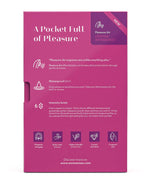 Womanizer Starlet 3 Magenta-edition packaging back panel listing Pleasure Air technology, waterproof IPX7 rating, and 6 intensity levels